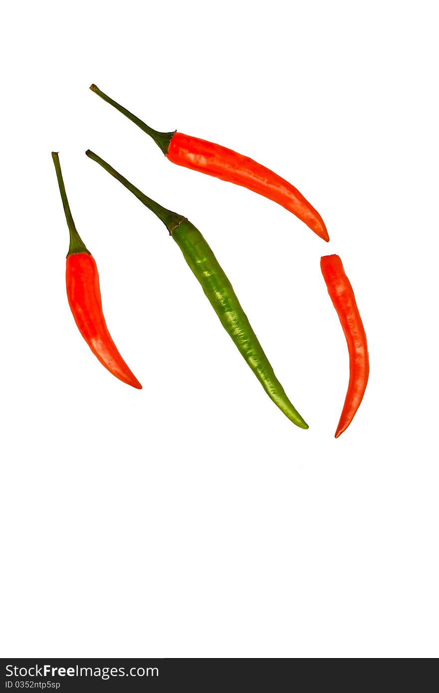 Red hot chili isolated on a white background