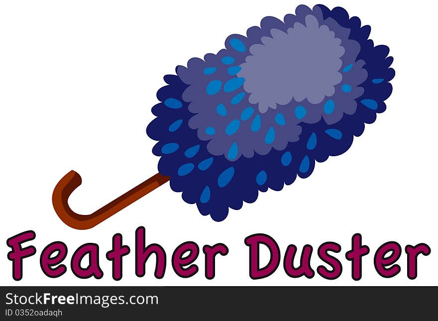 Illustration of isolated letter of feather duster on white background