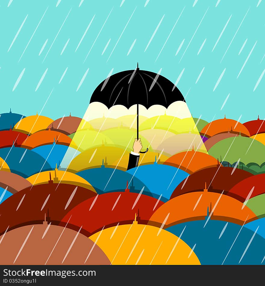 Illustration of raining season with isolated background