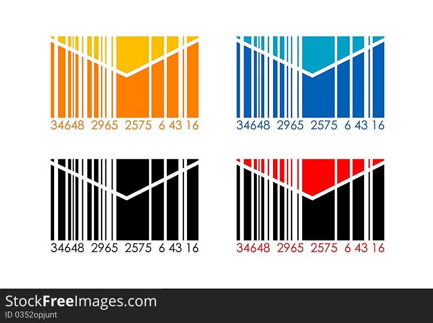 Illustration of barcode letters on white background