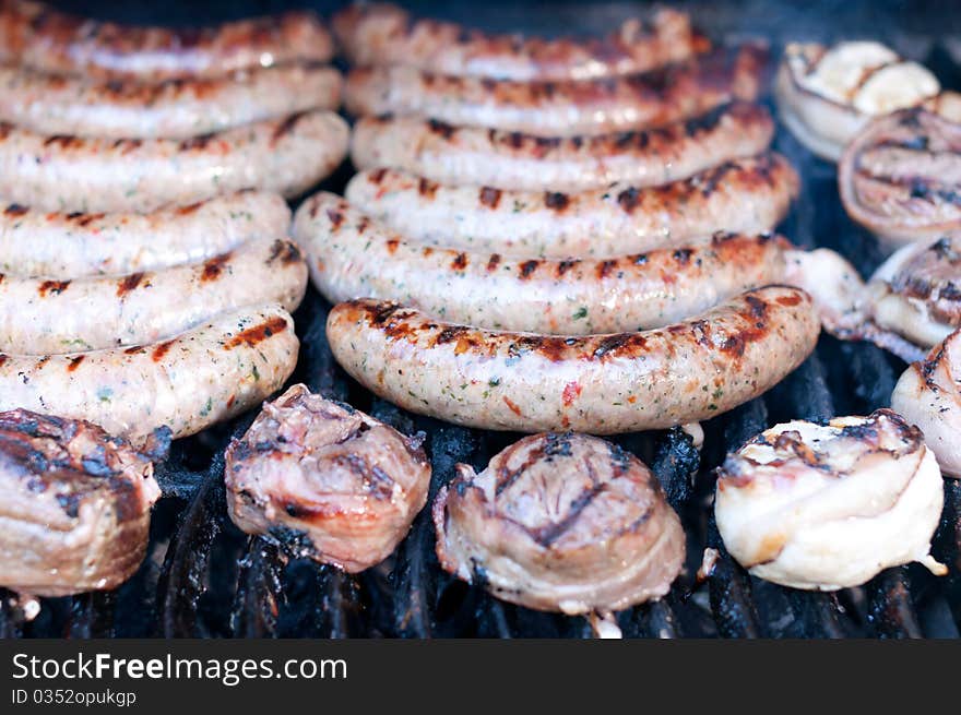 Meat Cooking On A Grill