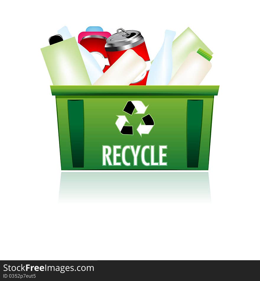 Illustration of recycle bin on white background