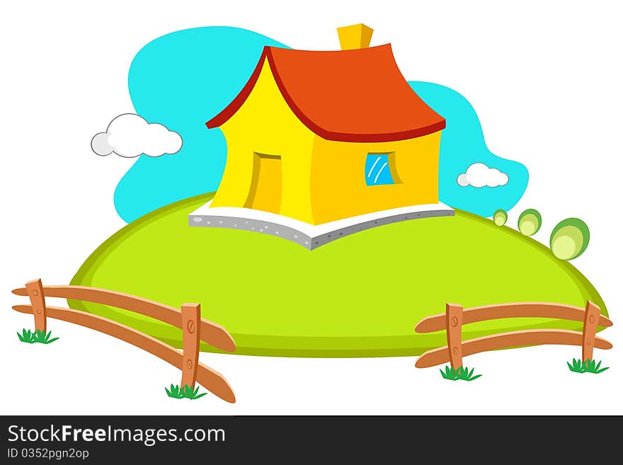 Illustration of natural home on white background