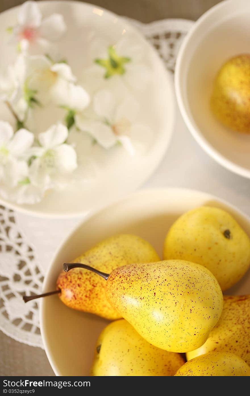 Pears and flowers