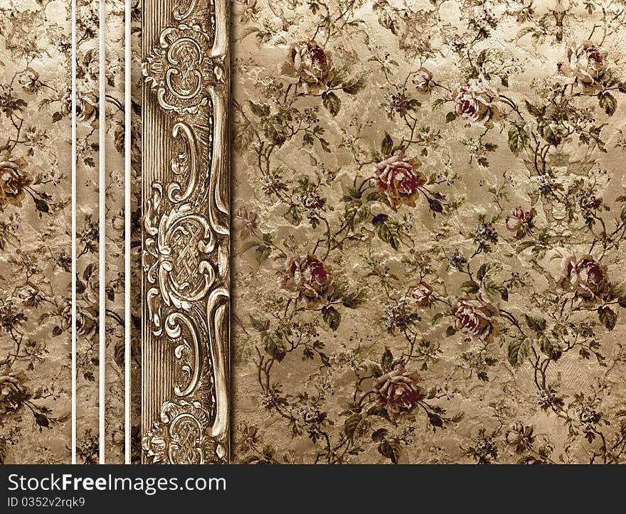 Vintage decorative background and part of frame