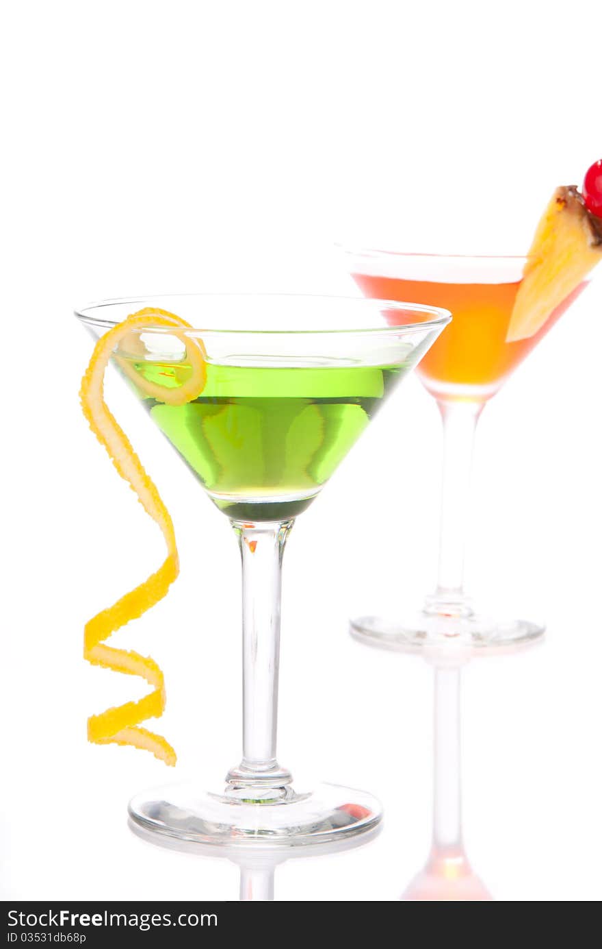 Green Red Cocktails Composition