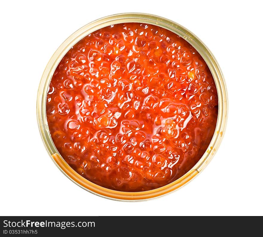 Canning salmon roe isolated on a white background. Canning salmon roe isolated on a white background