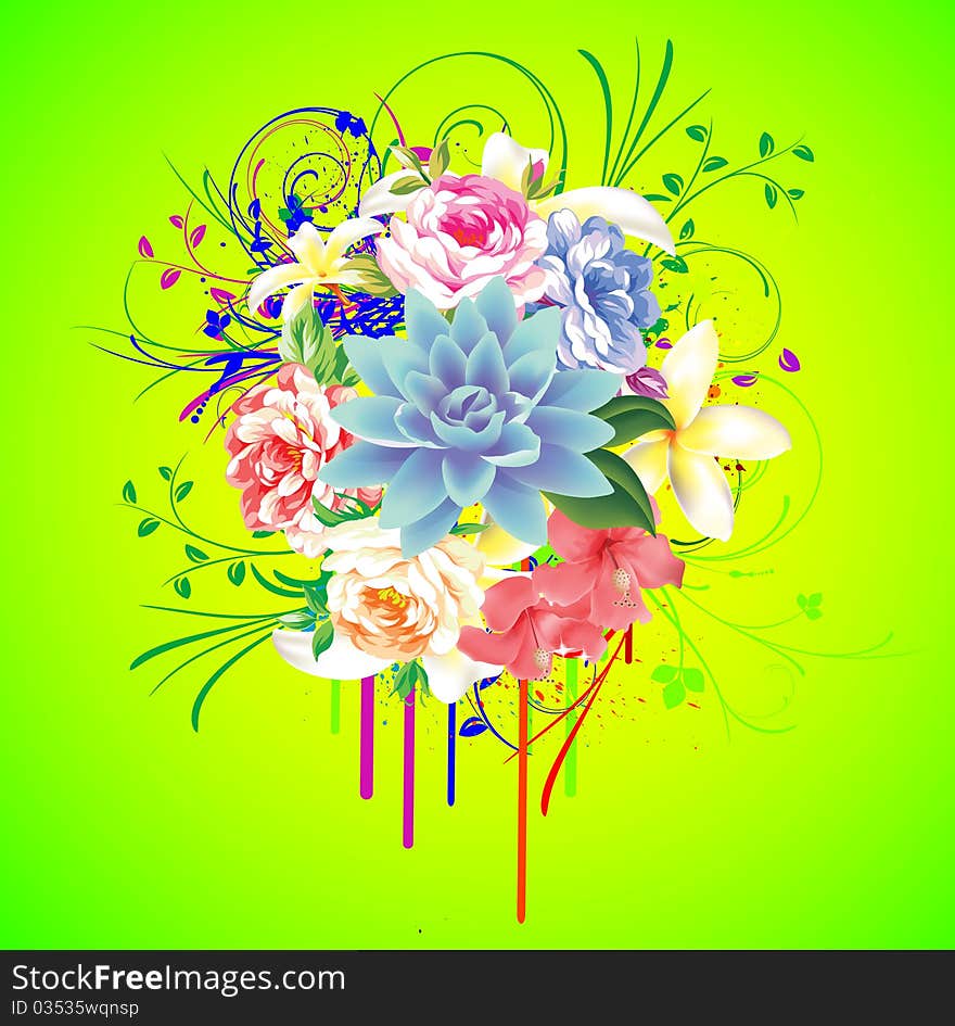 Abstract floral background with flowers