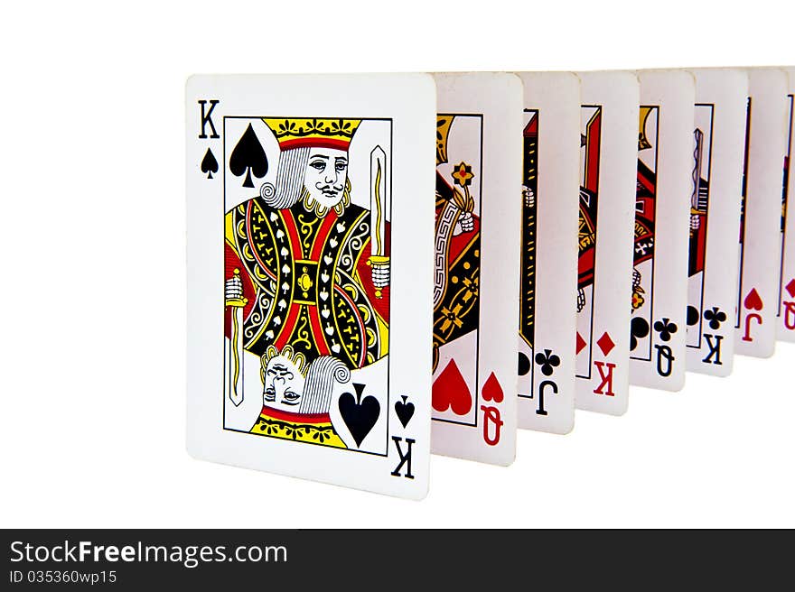 Playing card on white for use as background. Playing card on white for use as background