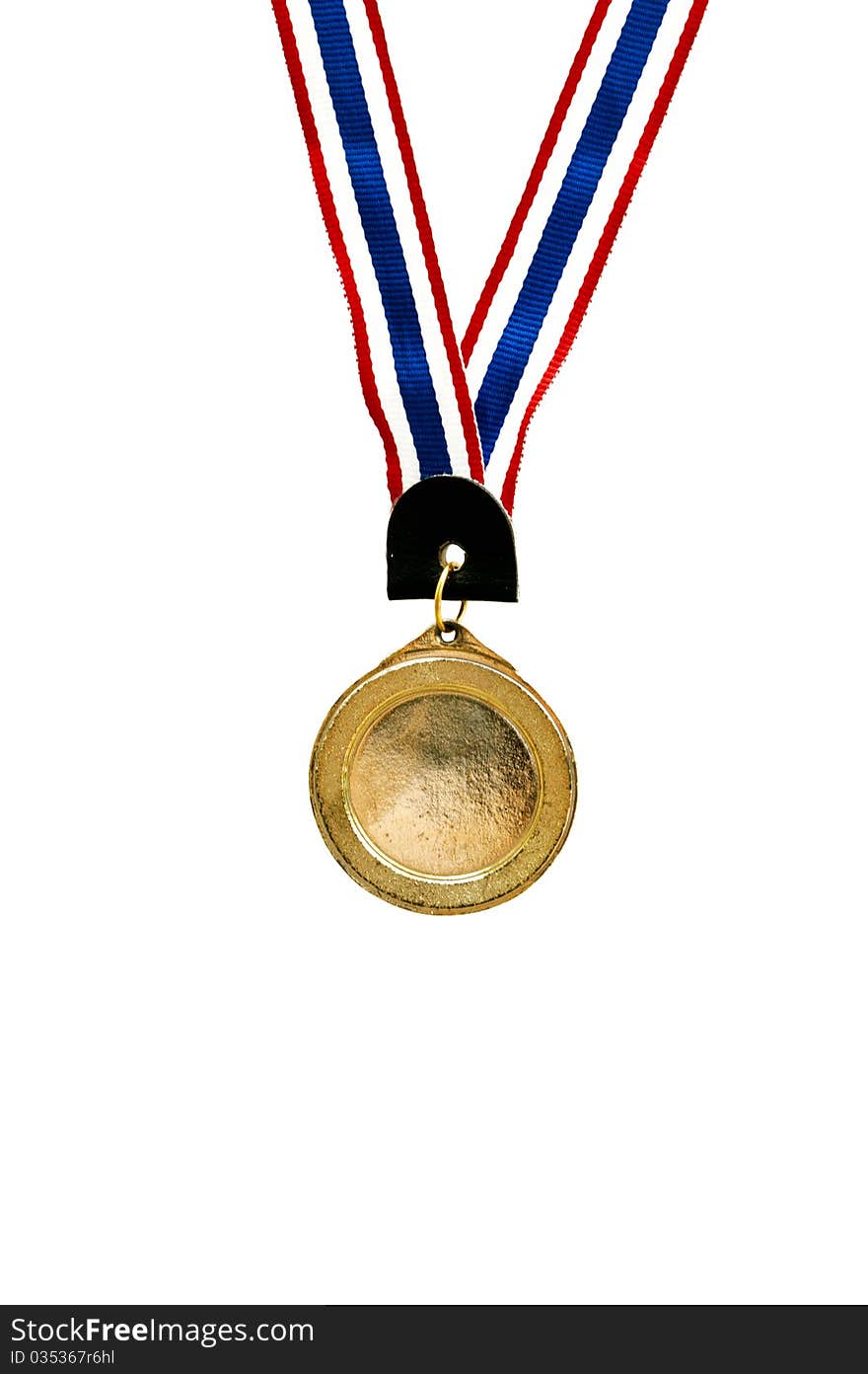 Blank gold medal on white for use as background