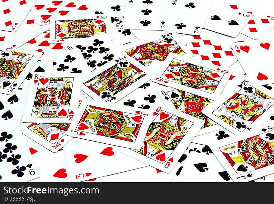 Playing card on white for use as background. Playing card on white for use as background