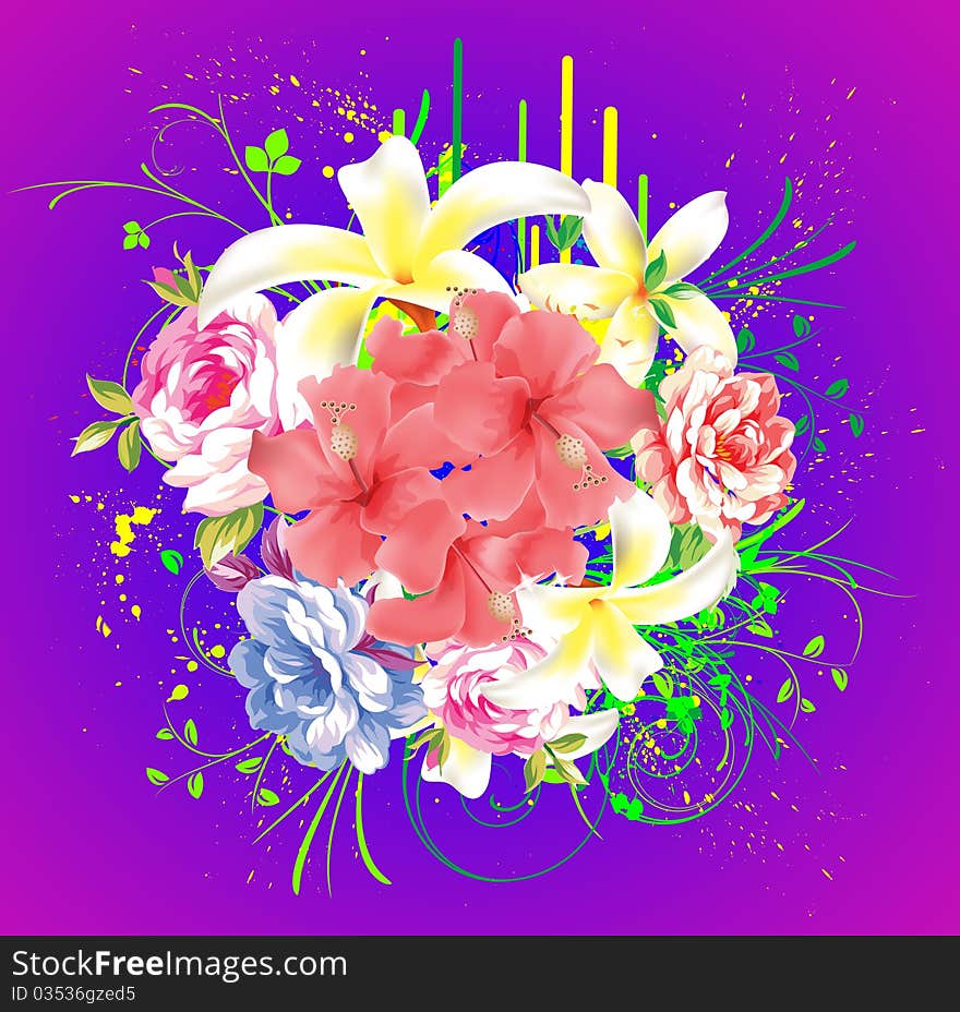 Abstract floral background with flowers