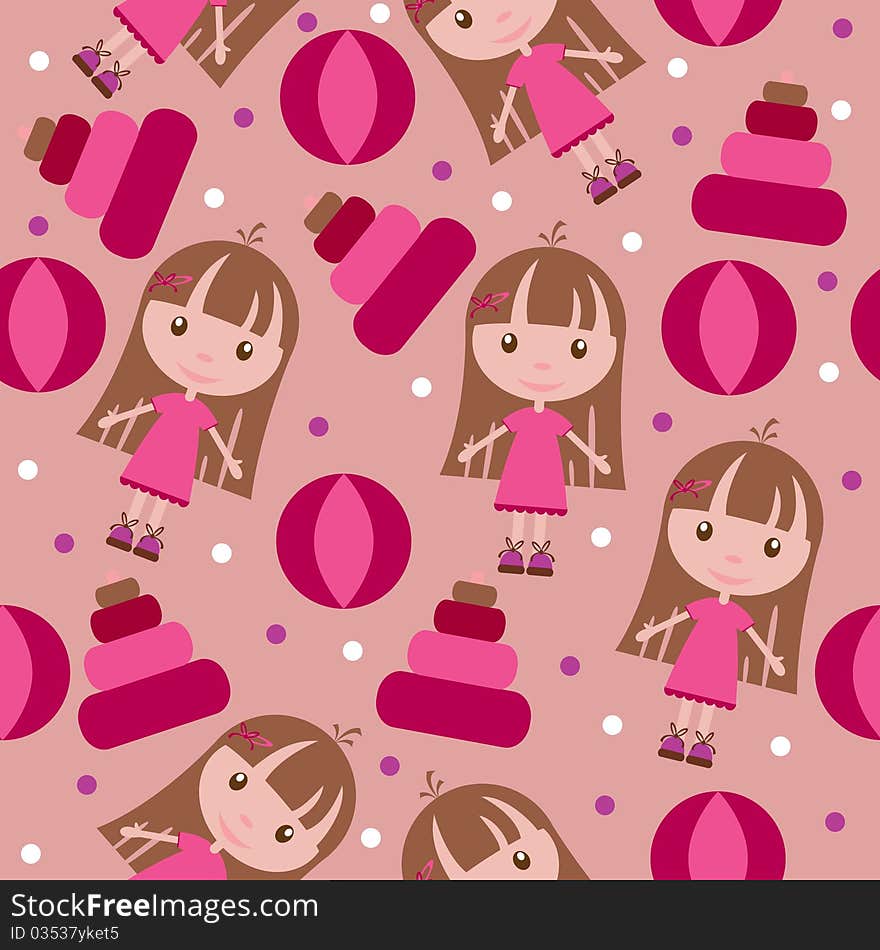 Seamless kid's pink wallpaper pattern. Seamless kid's pink wallpaper pattern