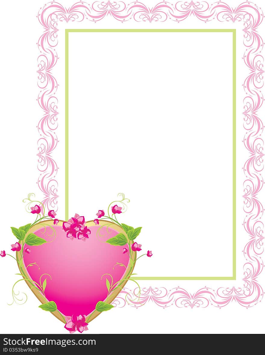 Decorative frame with floral heart