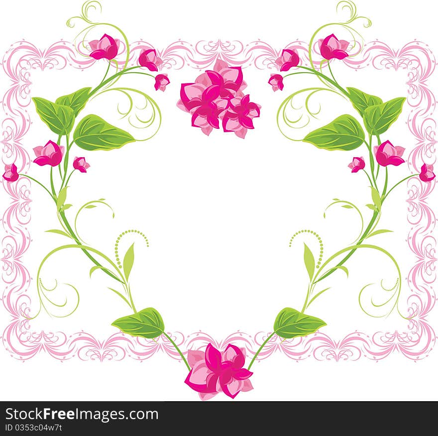 Floral heart in the frame