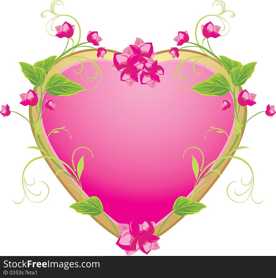 Floral heart isolated on the white. Illustration