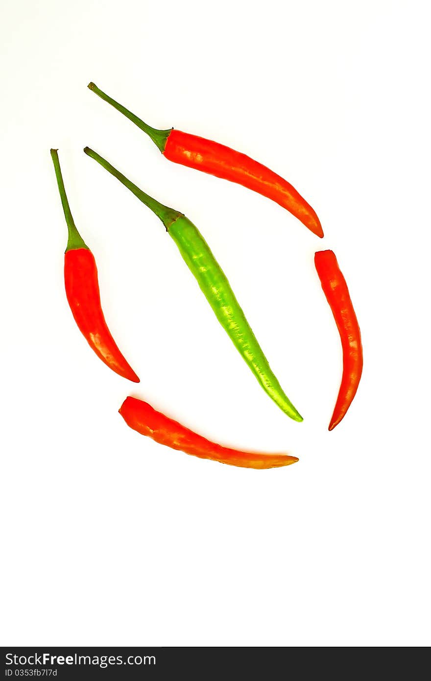 Red hot chili isolated on a white background