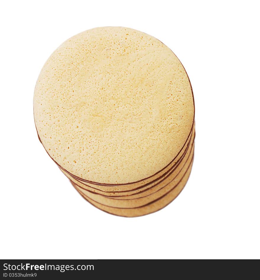 Stack of cookies with chocolate isolated on white background