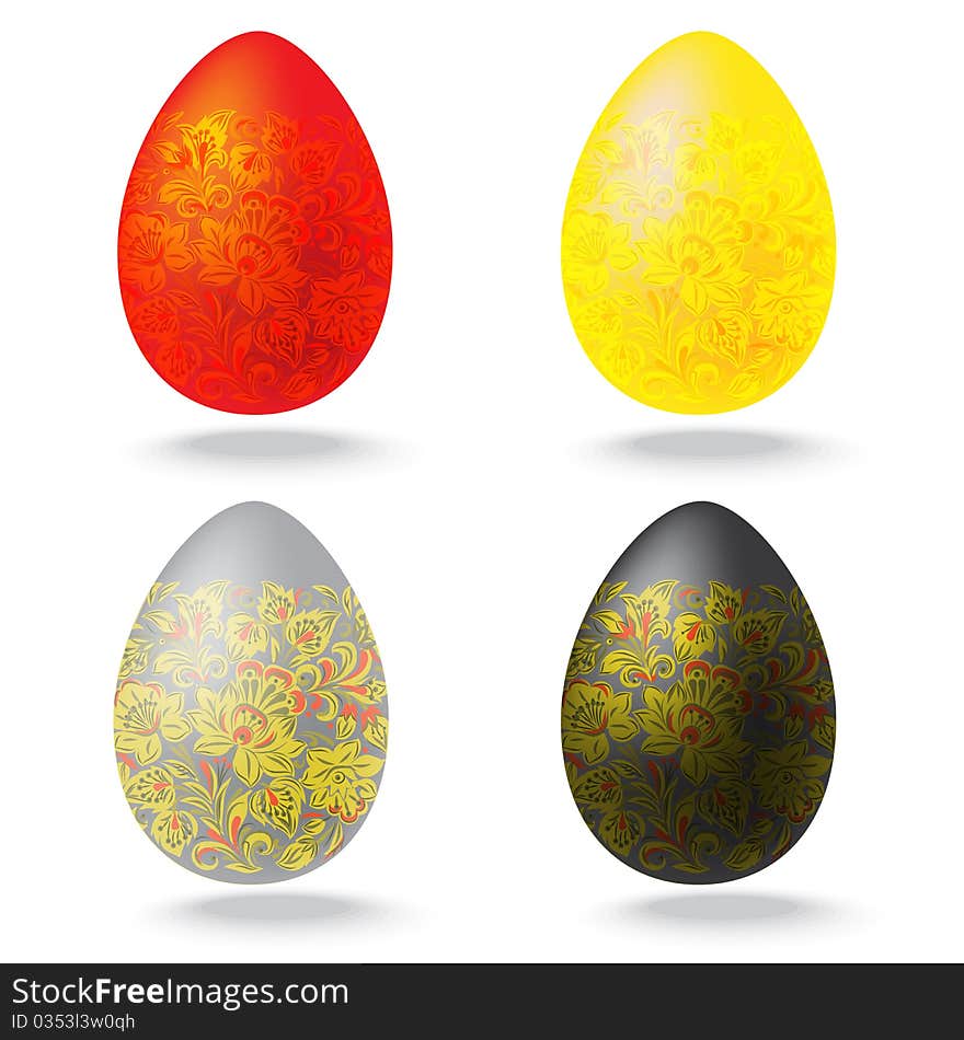 Easter eggs collection isolated on white background