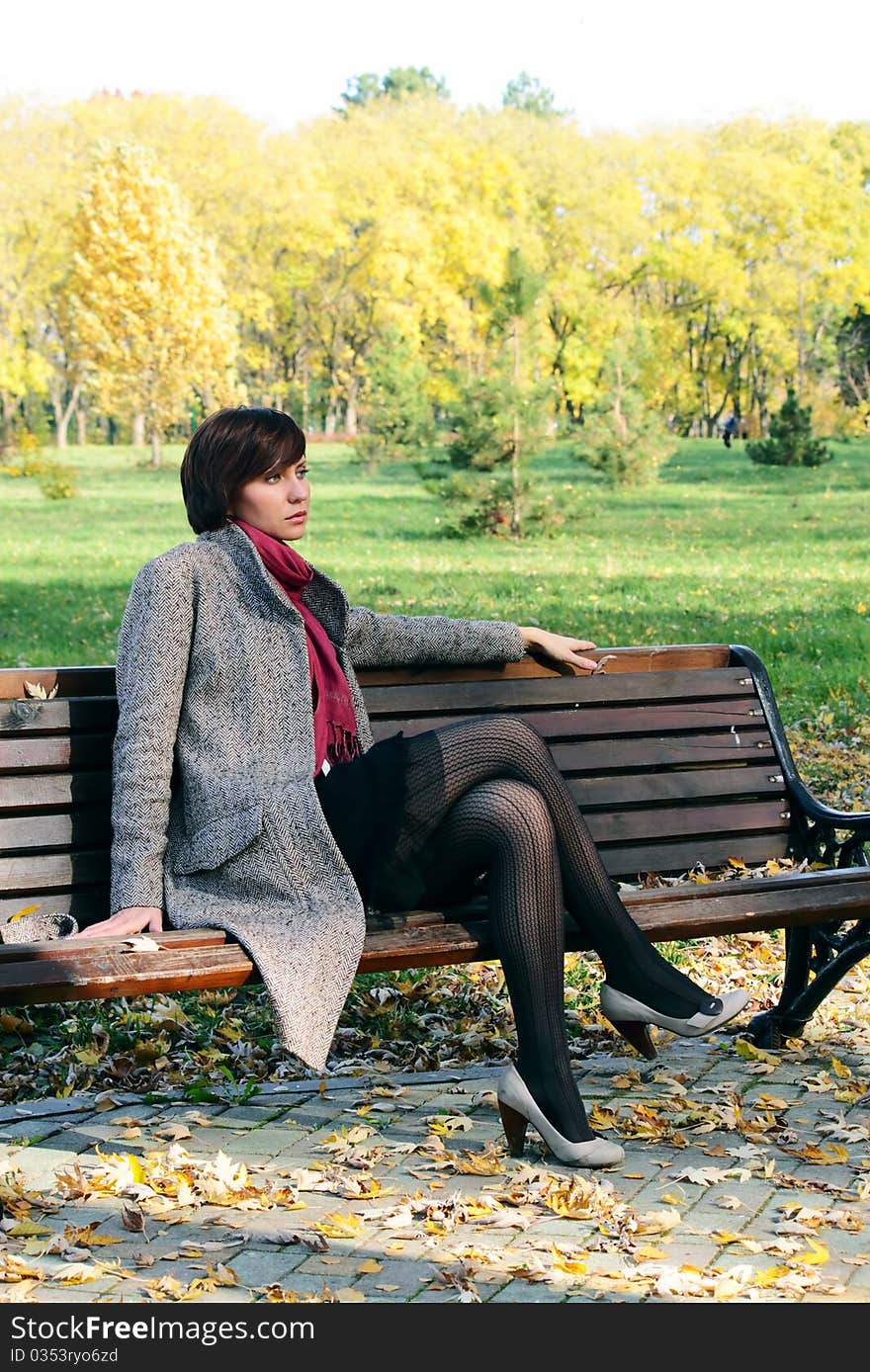 Girl In The Park On A Bench