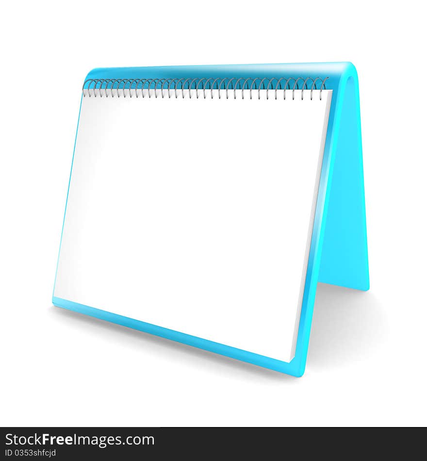 3D desktop empty calendar in white background