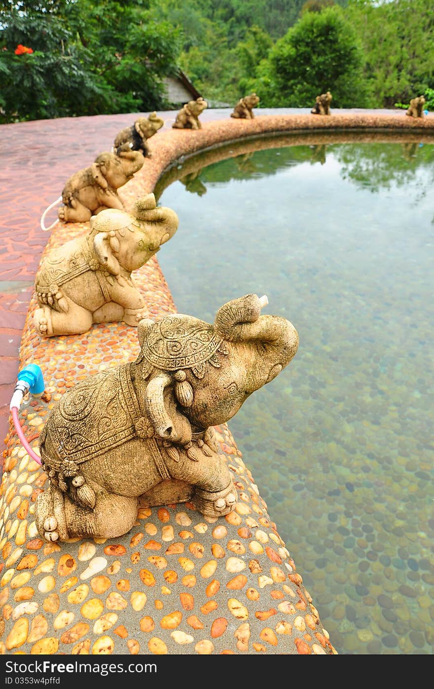 Elephant Statue at pool