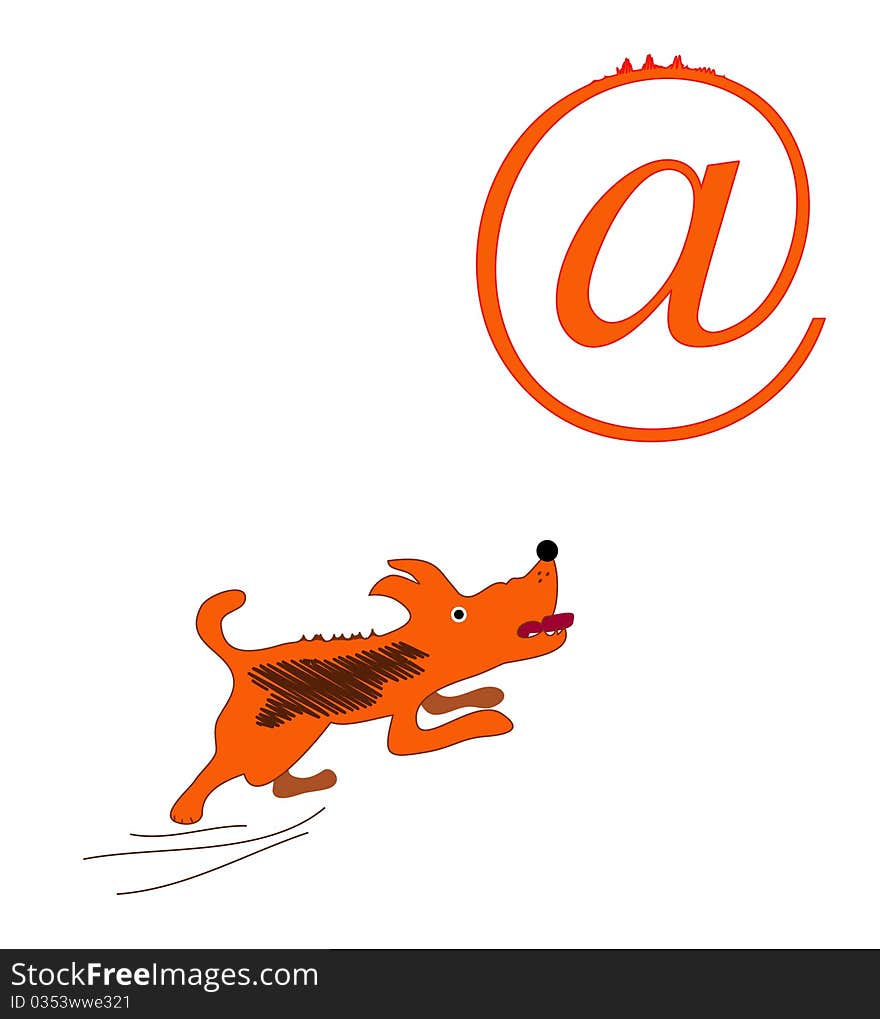 Malicious red dog and symbol. Malicious red dog and symbol