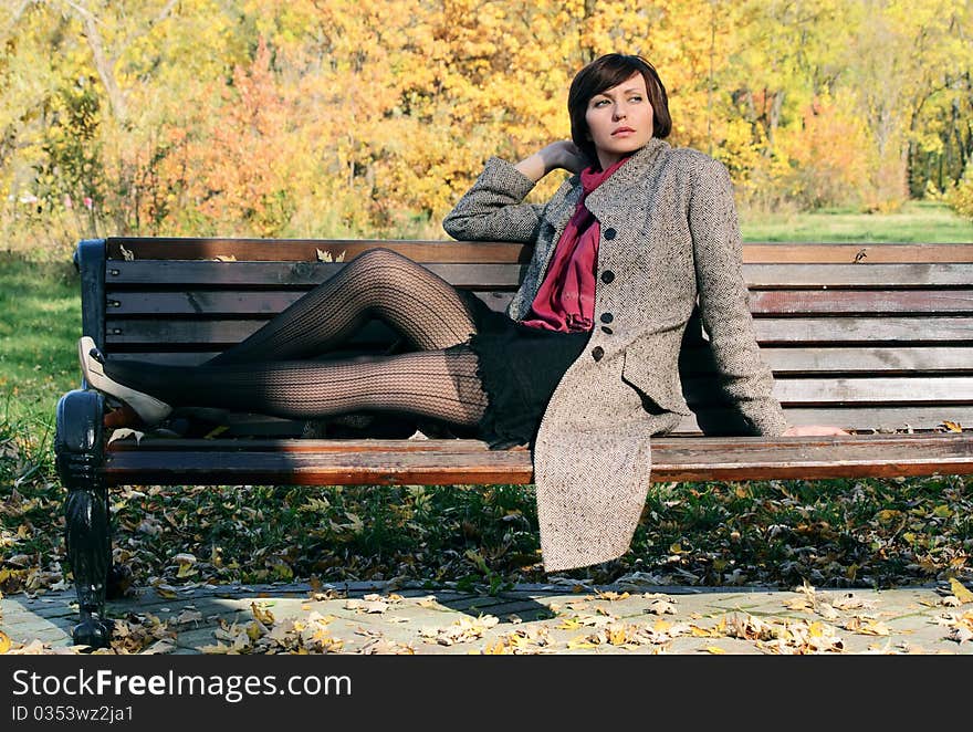 Girl In The Park On A Bench