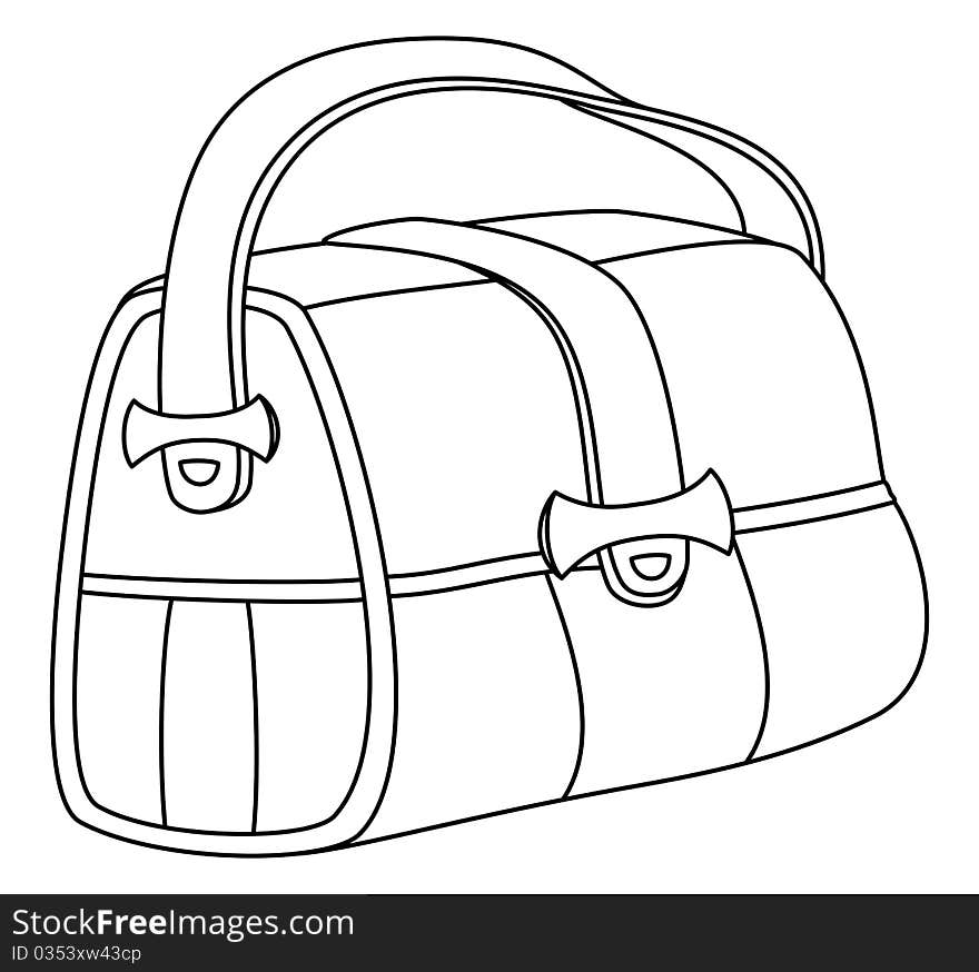 Leather bag with wide belts and metal fasteners, contours. Leather bag with wide belts and metal fasteners, contours