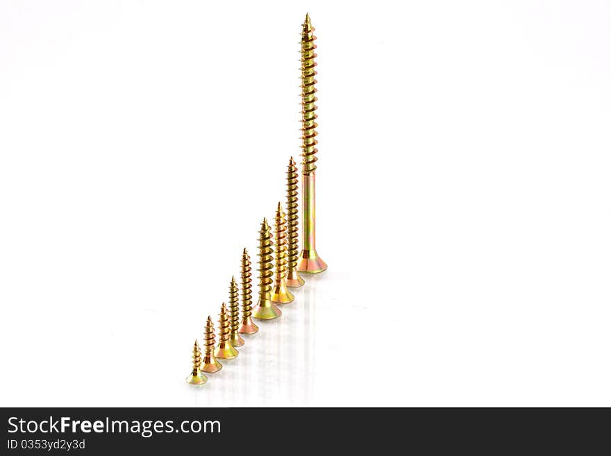 Screws are photographed against a white background