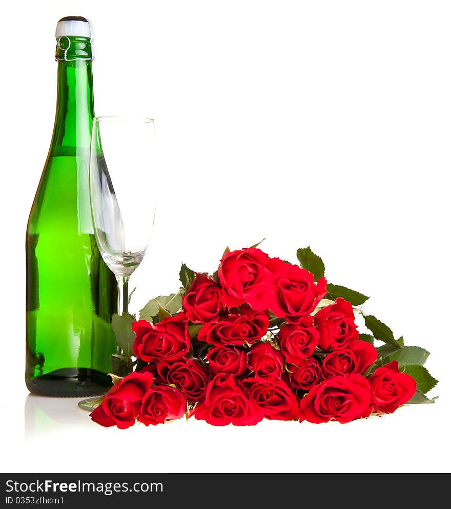 Red roses on white isolated background valentine's day