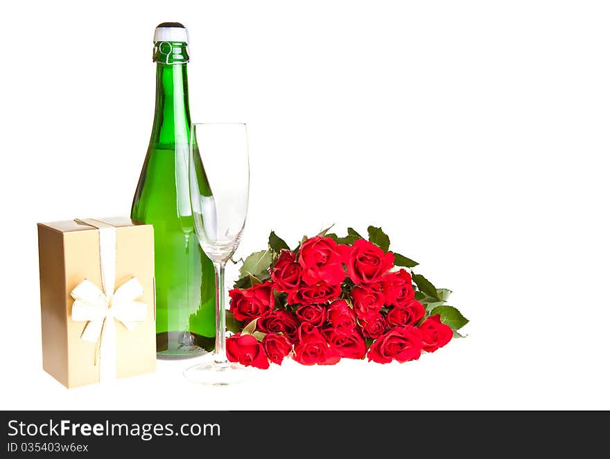 Red roses on white isolated background valentine's day