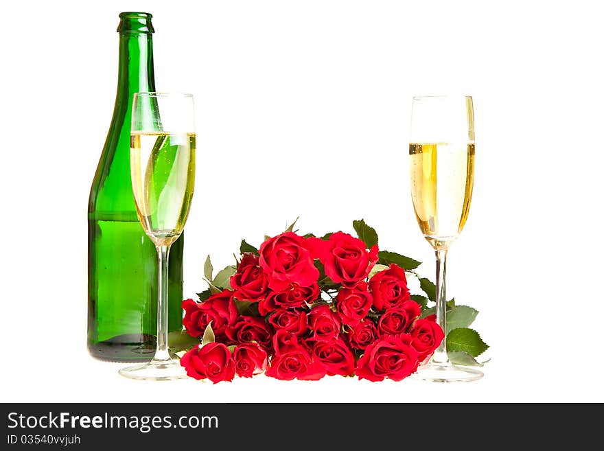 Red roses on white isolated background valentine's day