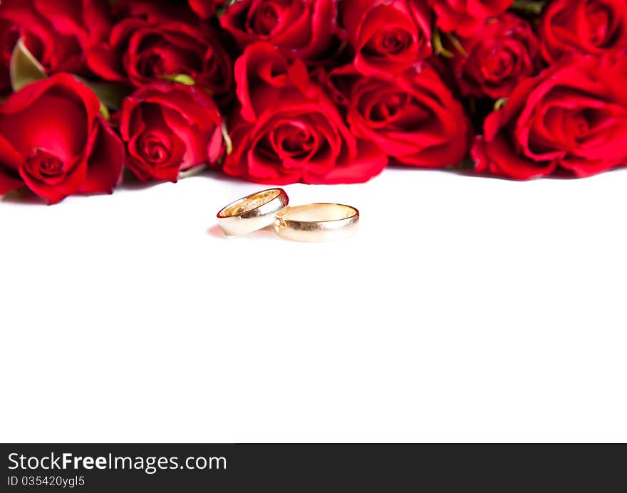 Valentine S Day Roses And Champagne Wine Isolated