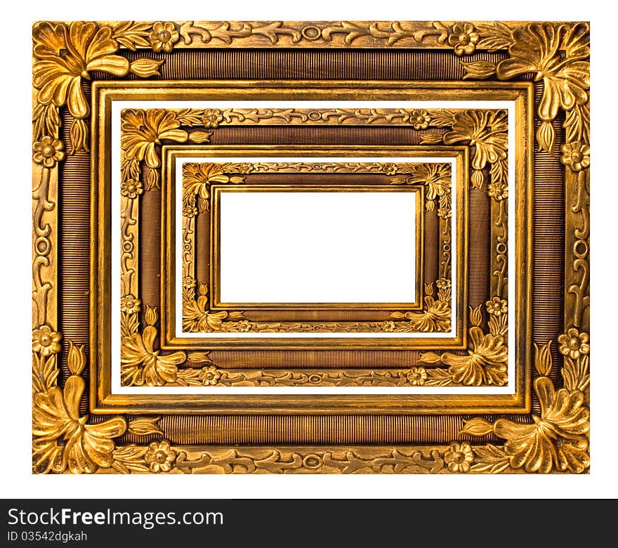 Gold picture frame. isolated on white