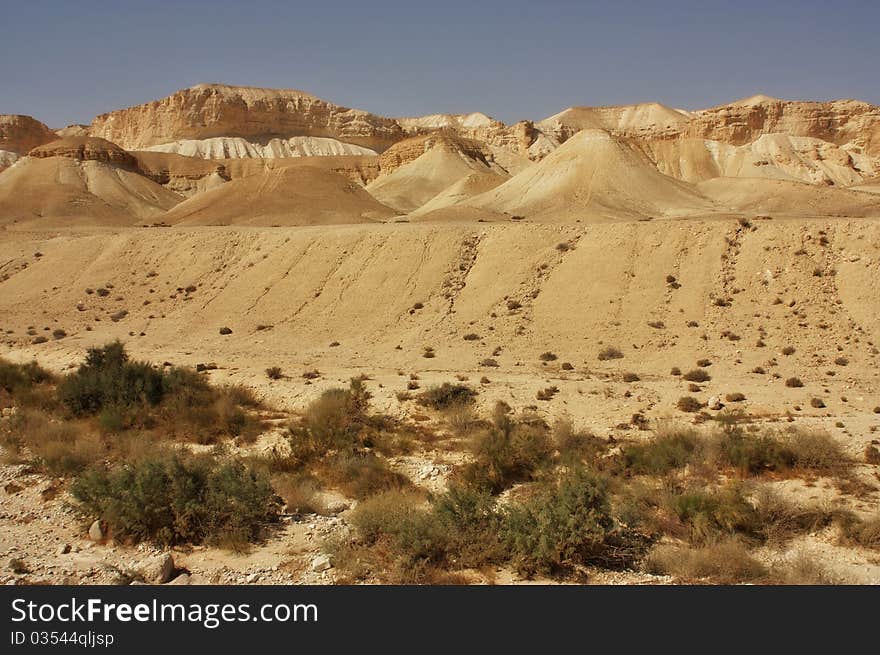 View of a desert mountains in the Negev desert, Israel