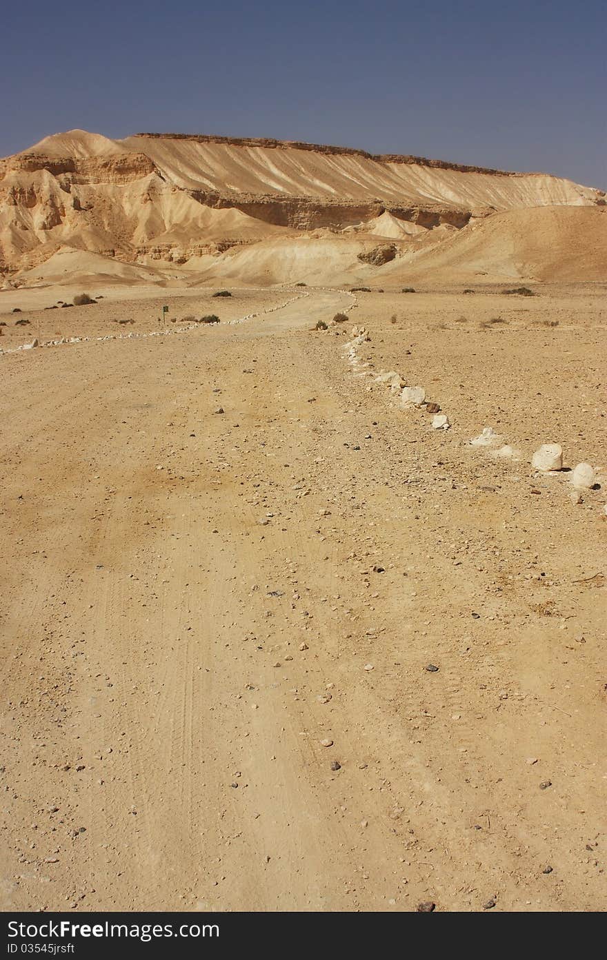 View of a desert trail in the Negev desert, Israel