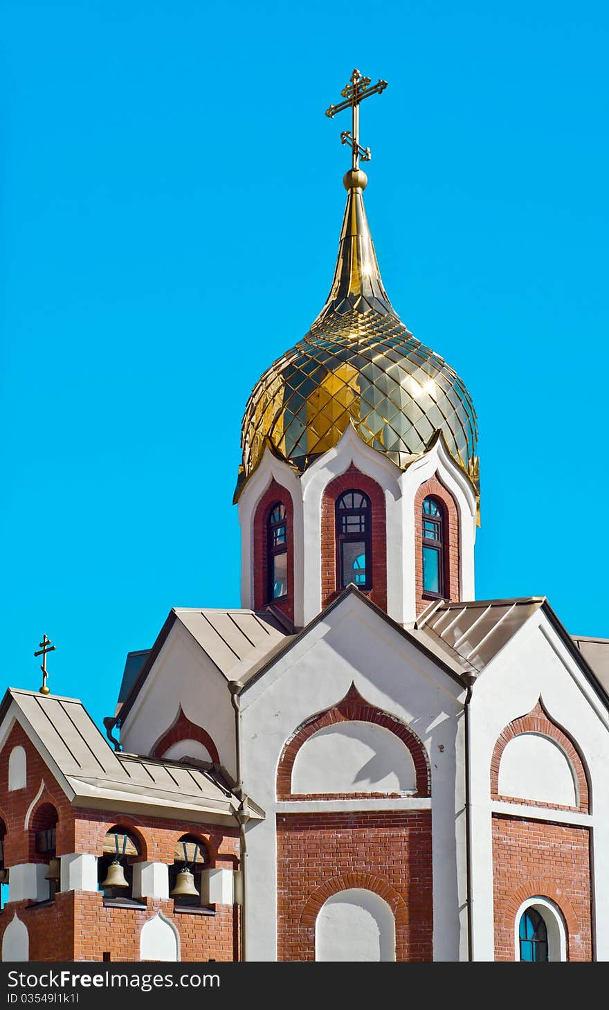 Domes of orthodox church against the blue sky