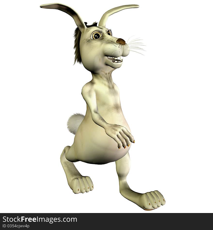 3d rendering of a rabbit who is walking as an illustration. 3d rendering of a rabbit who is walking as an illustration