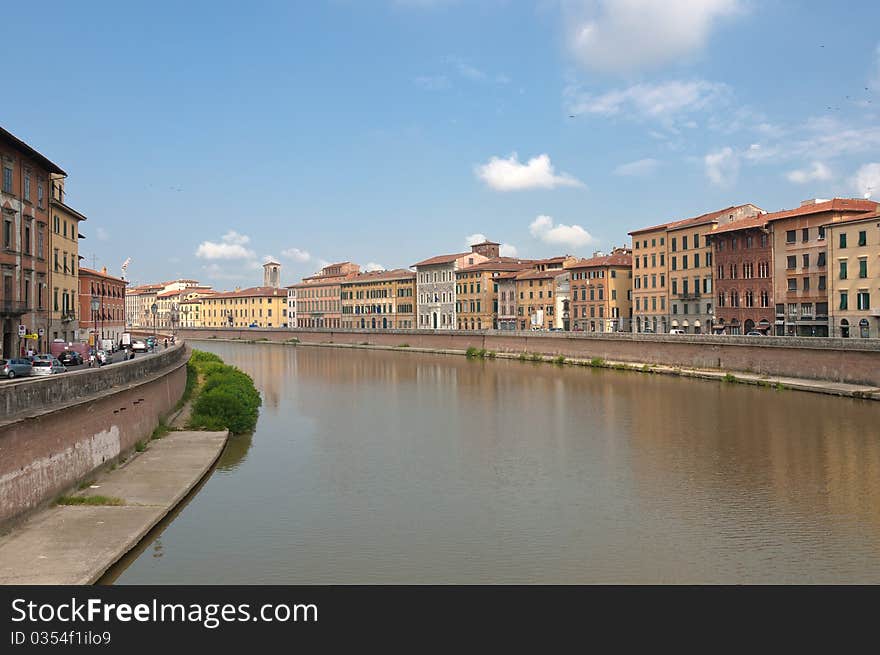 View at the Arno river in Pisa, Italy