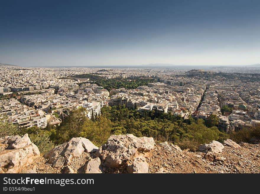 View of Athens from a mountain top