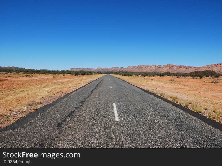 Road out into the bush from Alice Springs. Road out into the bush from Alice Springs