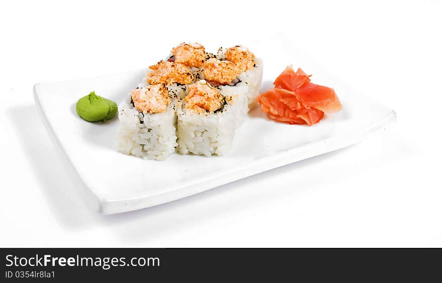 Photo of a rolled and sushi