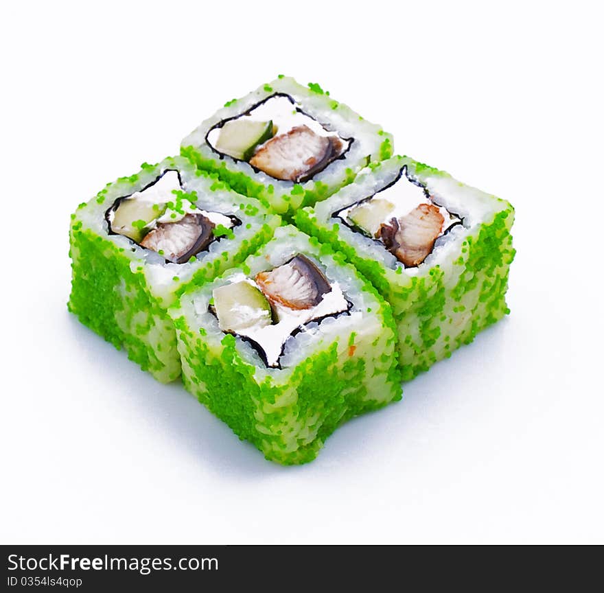 Photo of a rolled and sushi