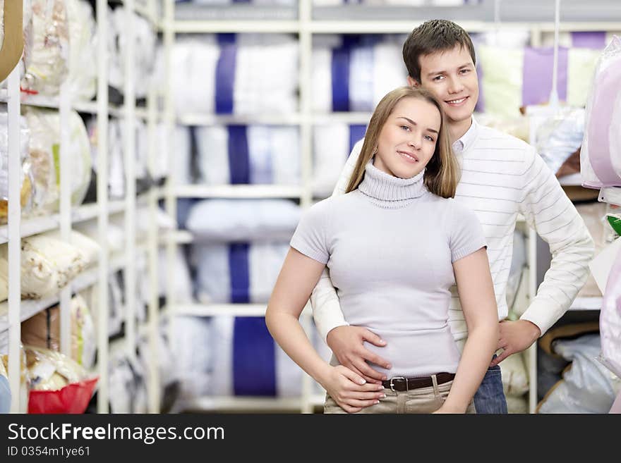 Happy couple shopping