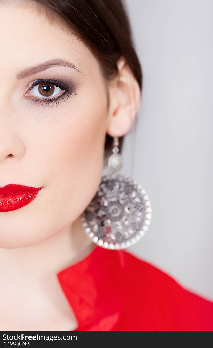 Close-up shot of a part of woman's face. Close-up shot of a part of woman's face