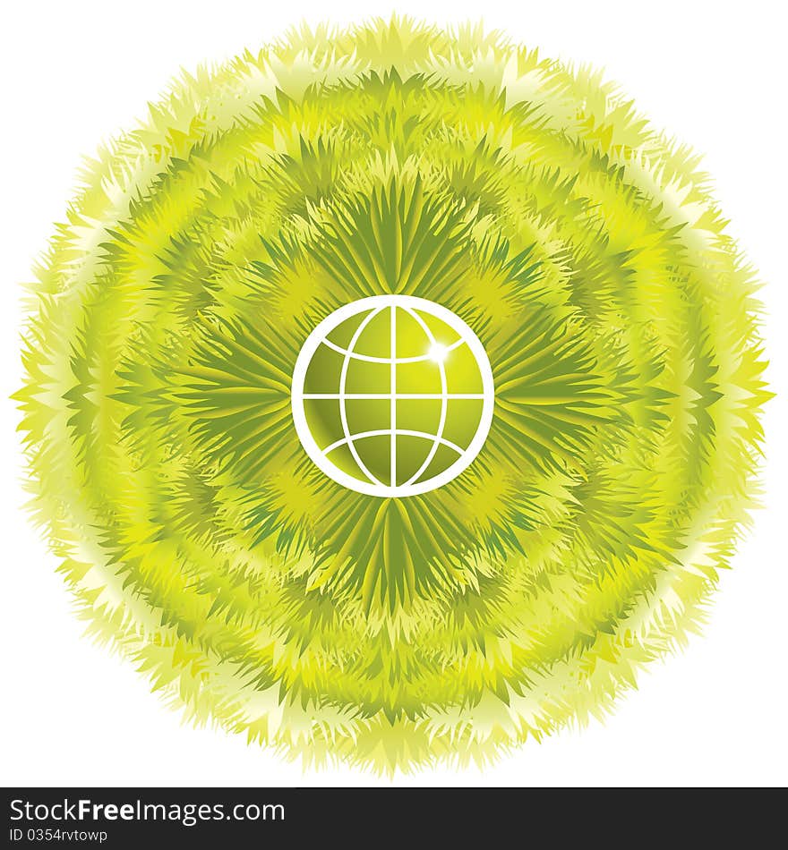 Symbolic green eco world concept, grass growing around the earth, ecology design template. Symbolic green eco world concept, grass growing around the earth, ecology design template