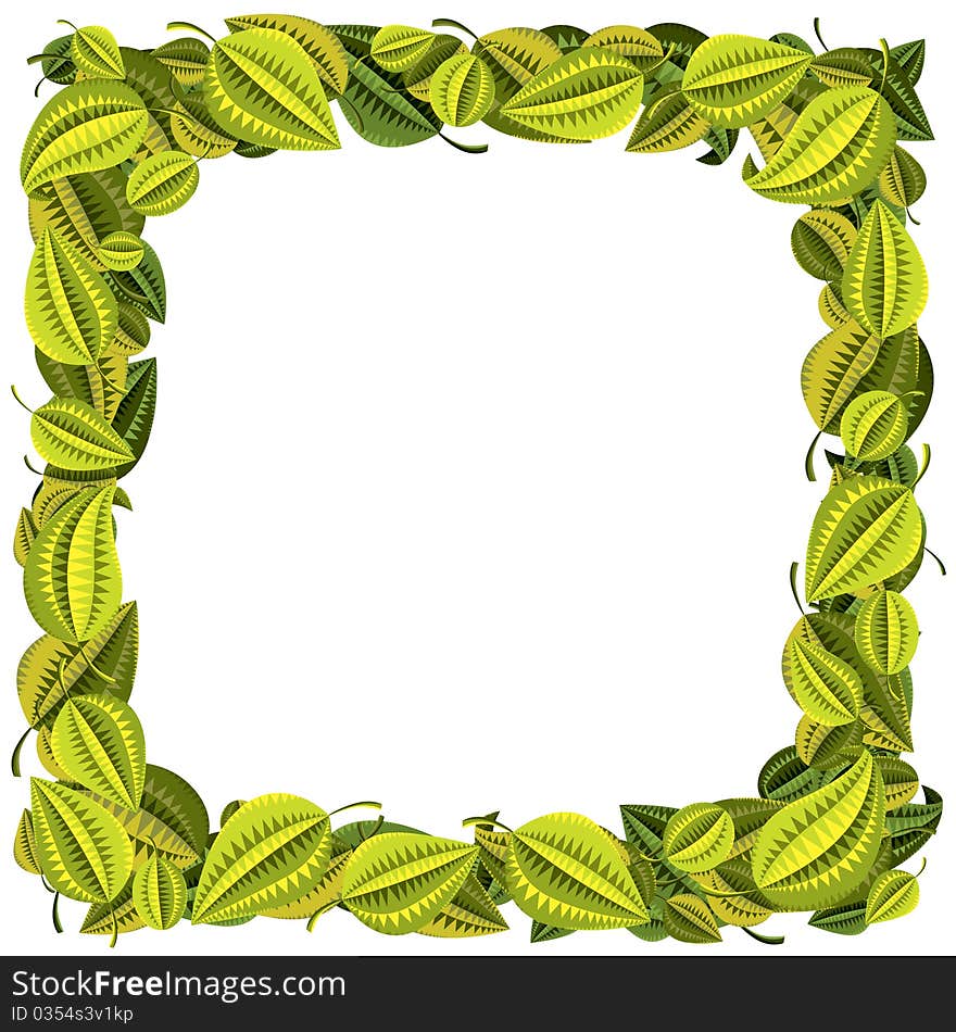 Frame Of Green And Yellow Leaves