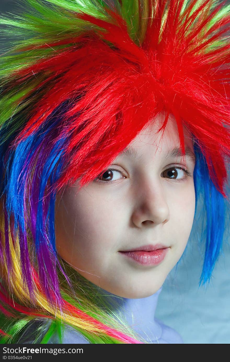 Young teen girl with color hair portrait. Young teen girl with color hair portrait