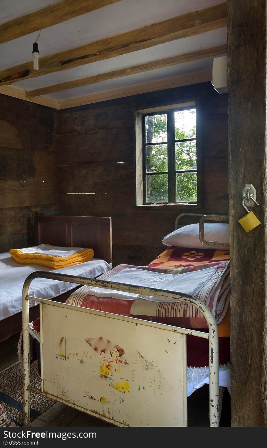 Interior of a wooden house, country life in Serbia. Traditional style. Interior of a wooden house, country life in Serbia. Traditional style.